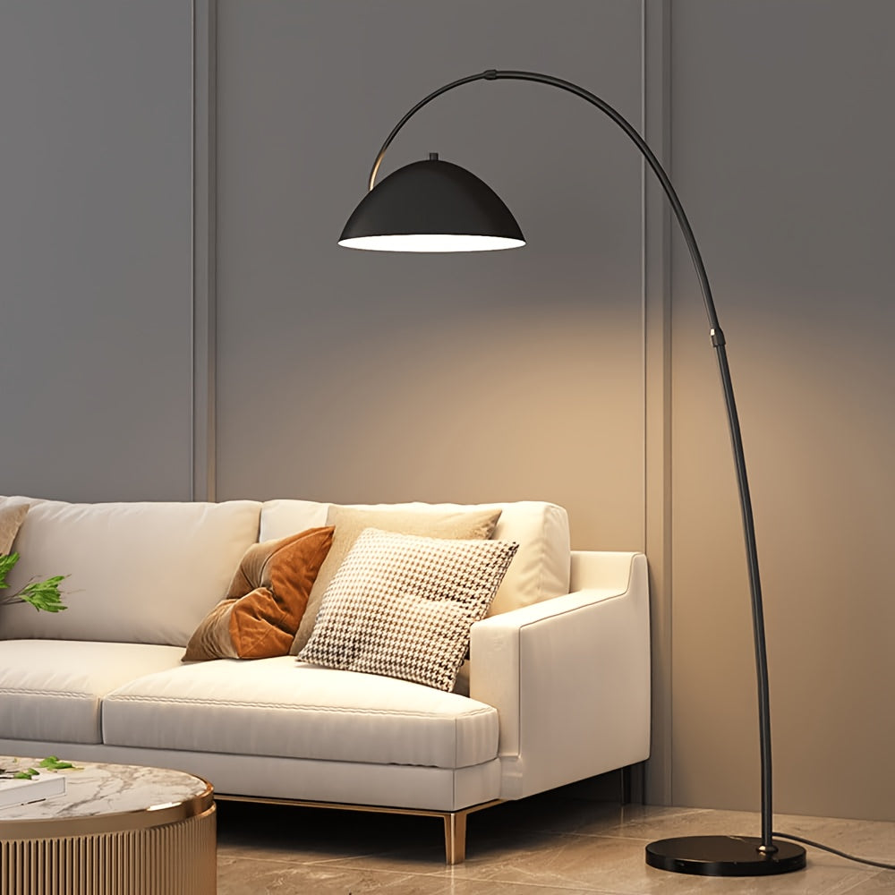 Lampe de bureau en arc noire à mât réglable, 185 cm de haut