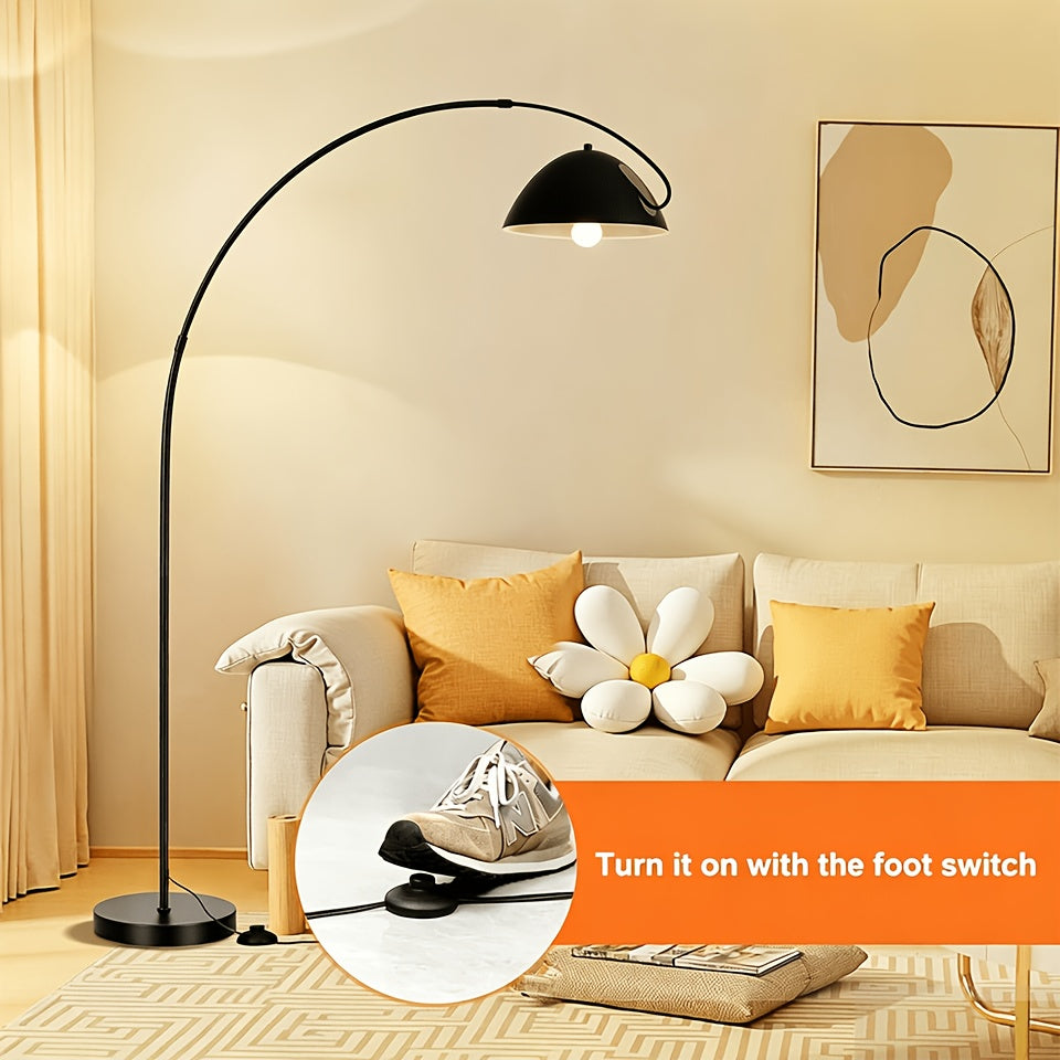 Lampe de bureau en arc noire à mât réglable, 185 cm de haut