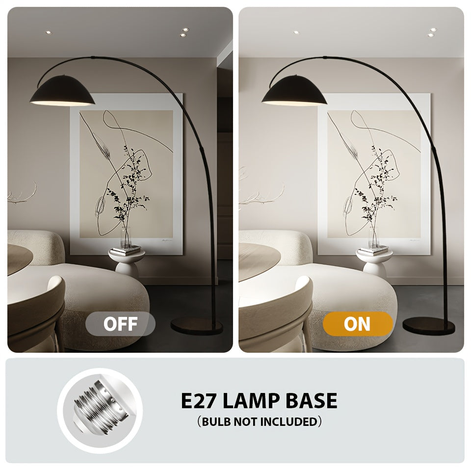 Lampe de bureau en arc noire à mât réglable, 185 cm de haut