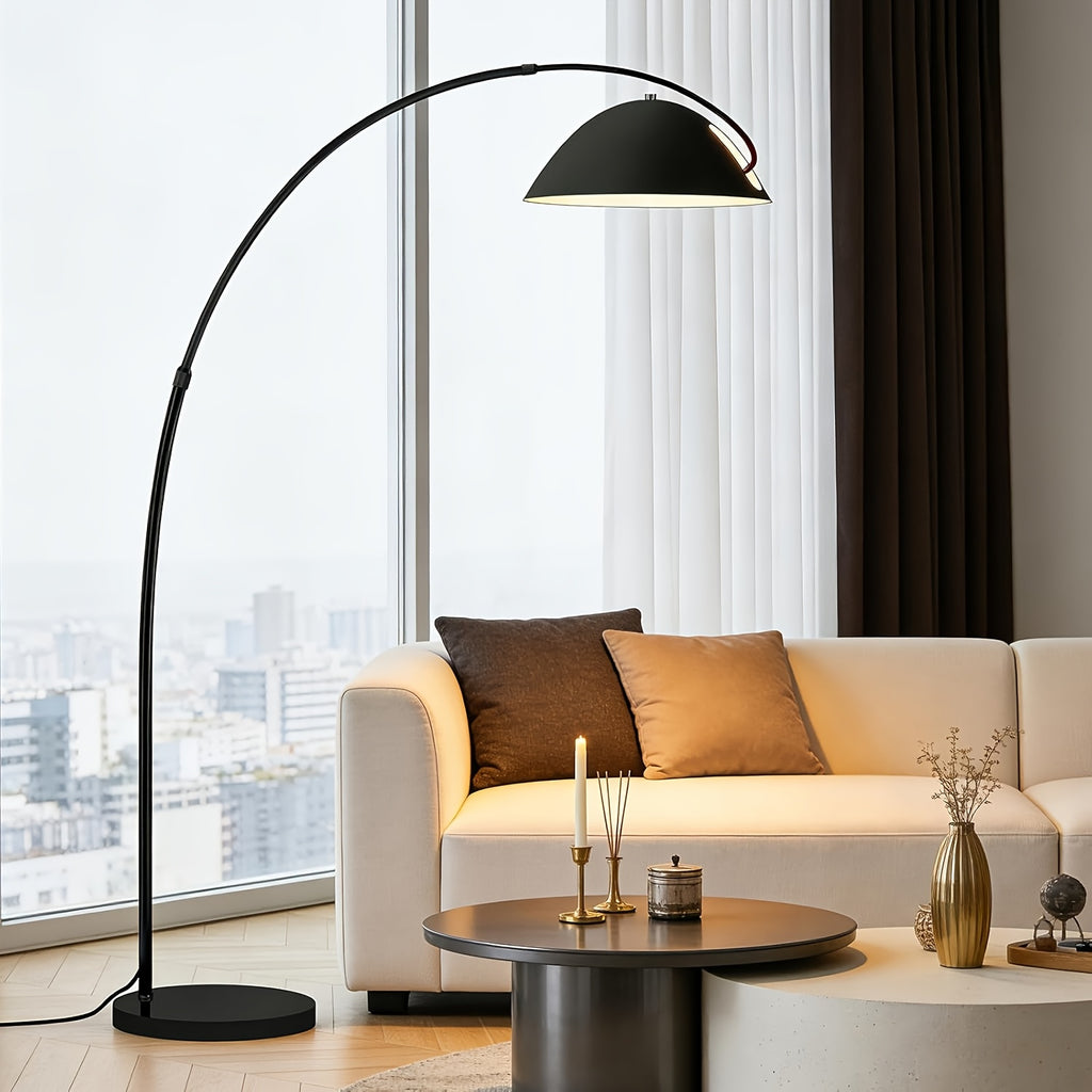 Lampe de bureau en arc noire à mât réglable, 185 cm de haut