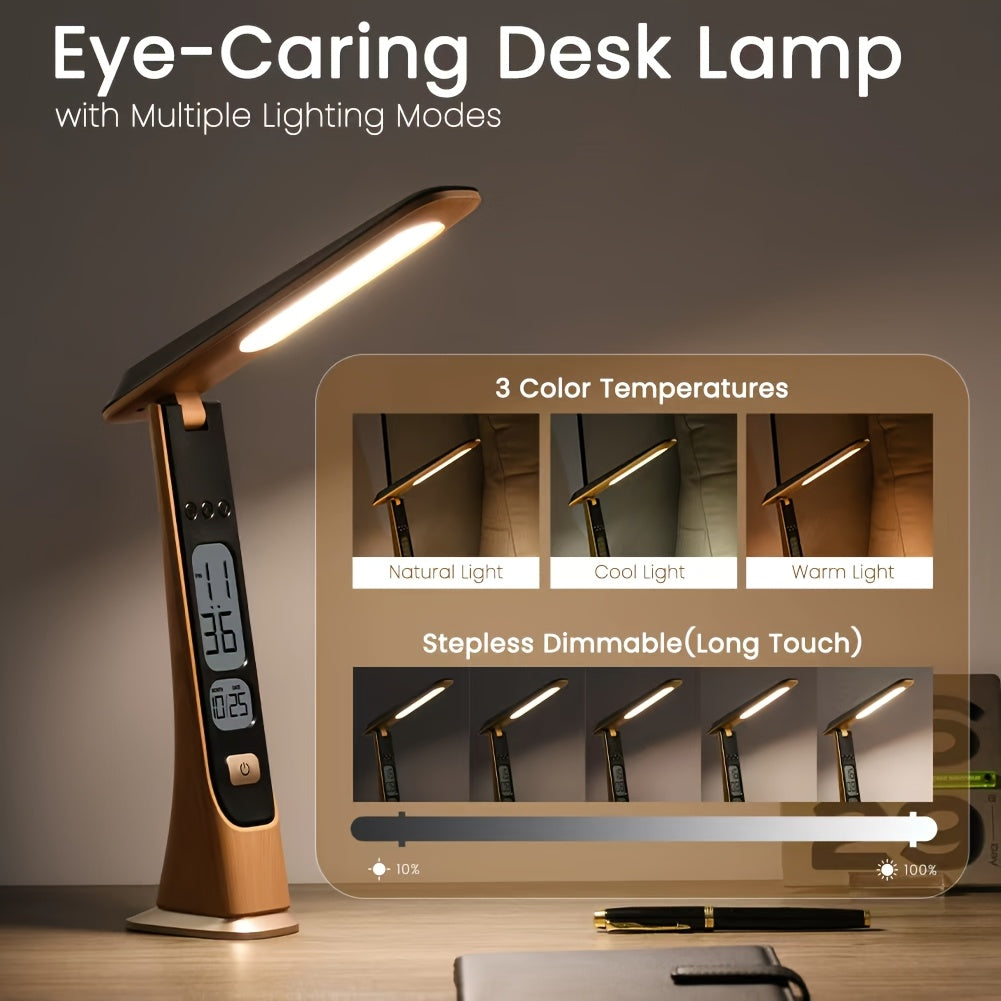 Lampe de bureau en plastique, bras pliable, rechargeable, sans fil, vue d'ensemble