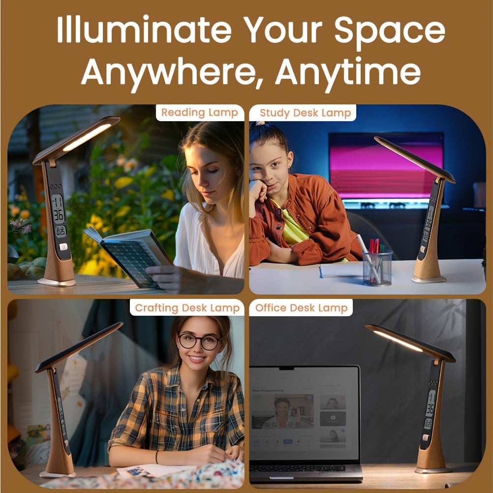 Lampe de bureau en plastique, bras pliable, rechargeable, sans fil, gros plan