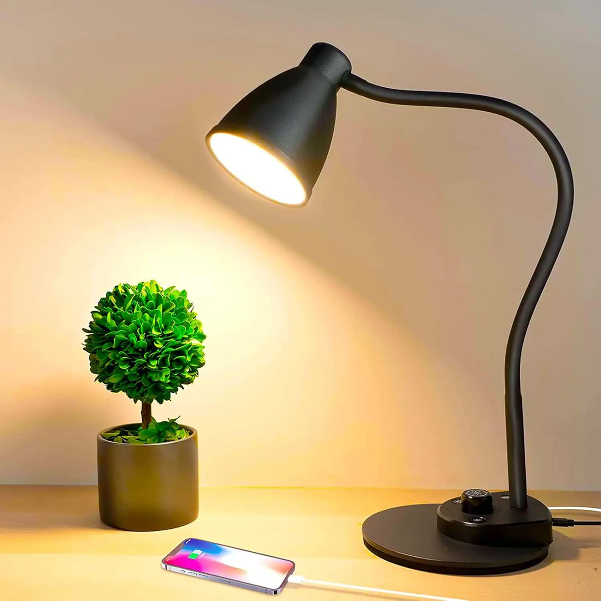 Lampe de bureau LED flexible - Variation et détection auto.