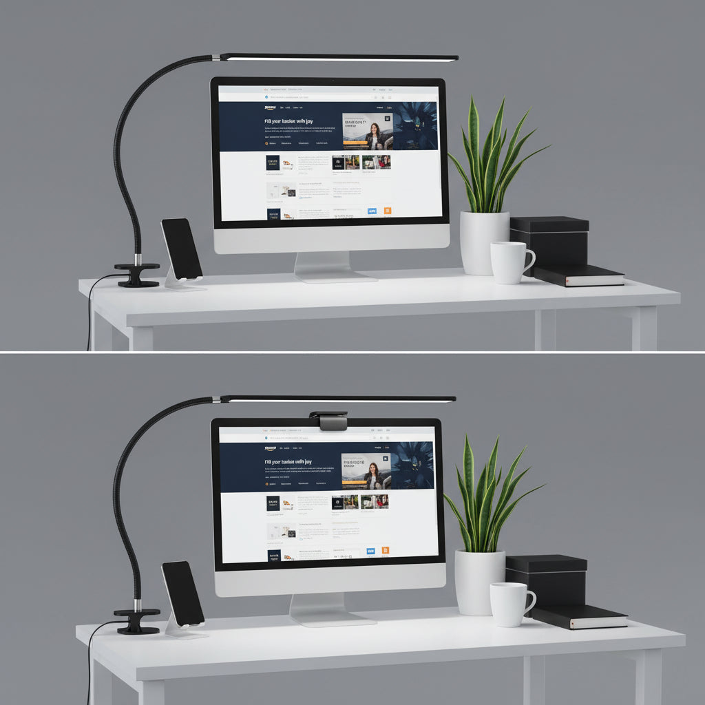 Lampe de bureau LED double tête articulée - Éclairage moniteur sans éblouissement