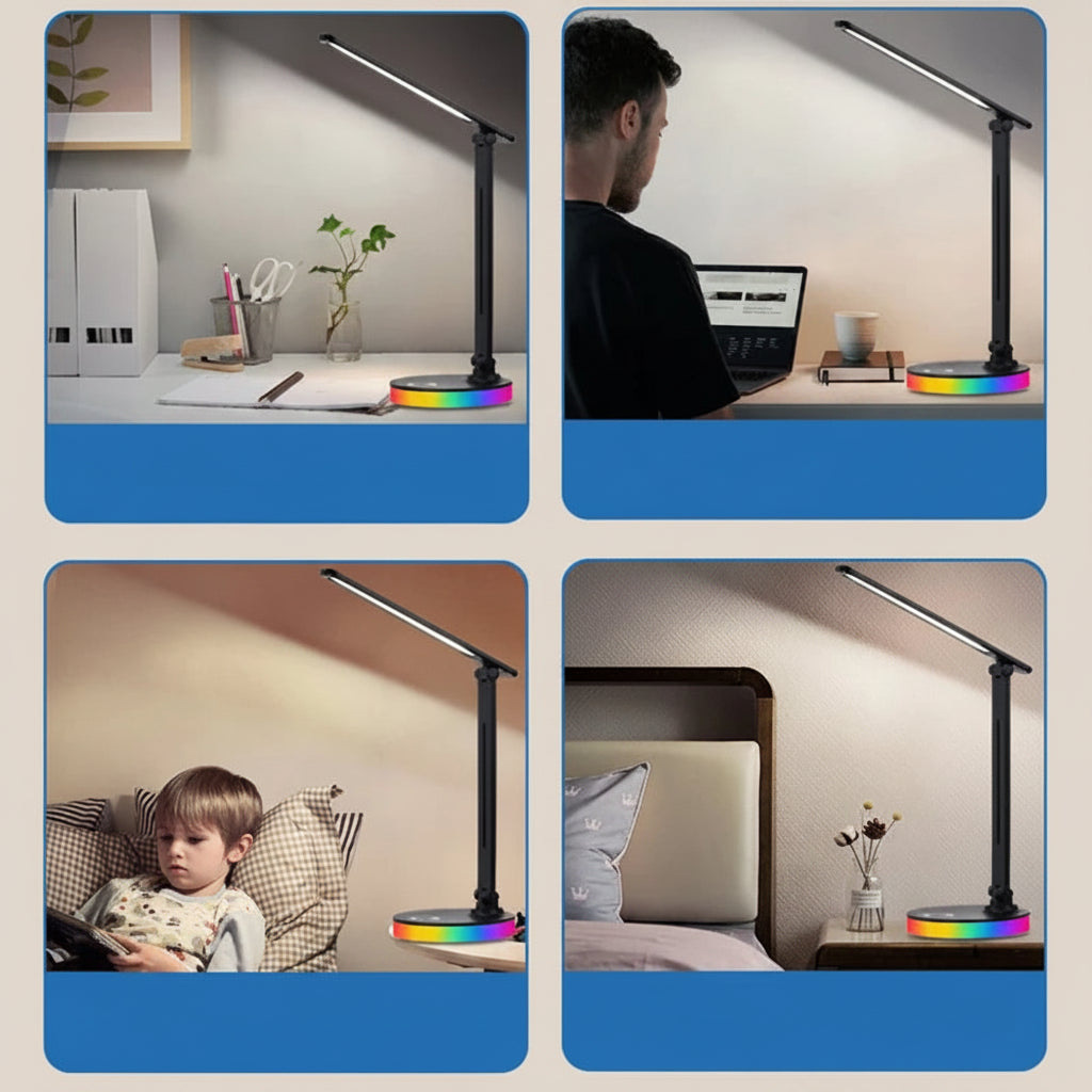 Lampe de bureau LED articulée tactile — Confort visuel