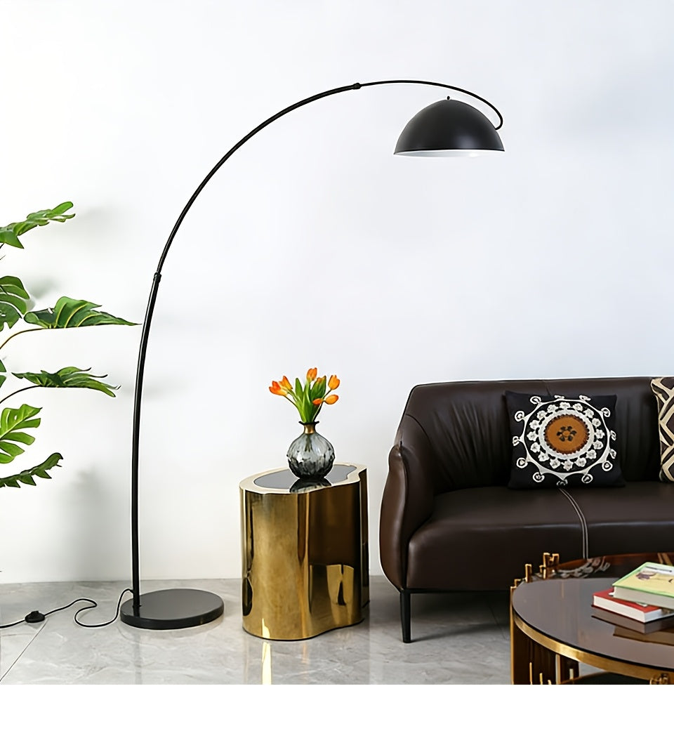 Lampe de bureau en arc noire à mât réglable, 185 cm de haut