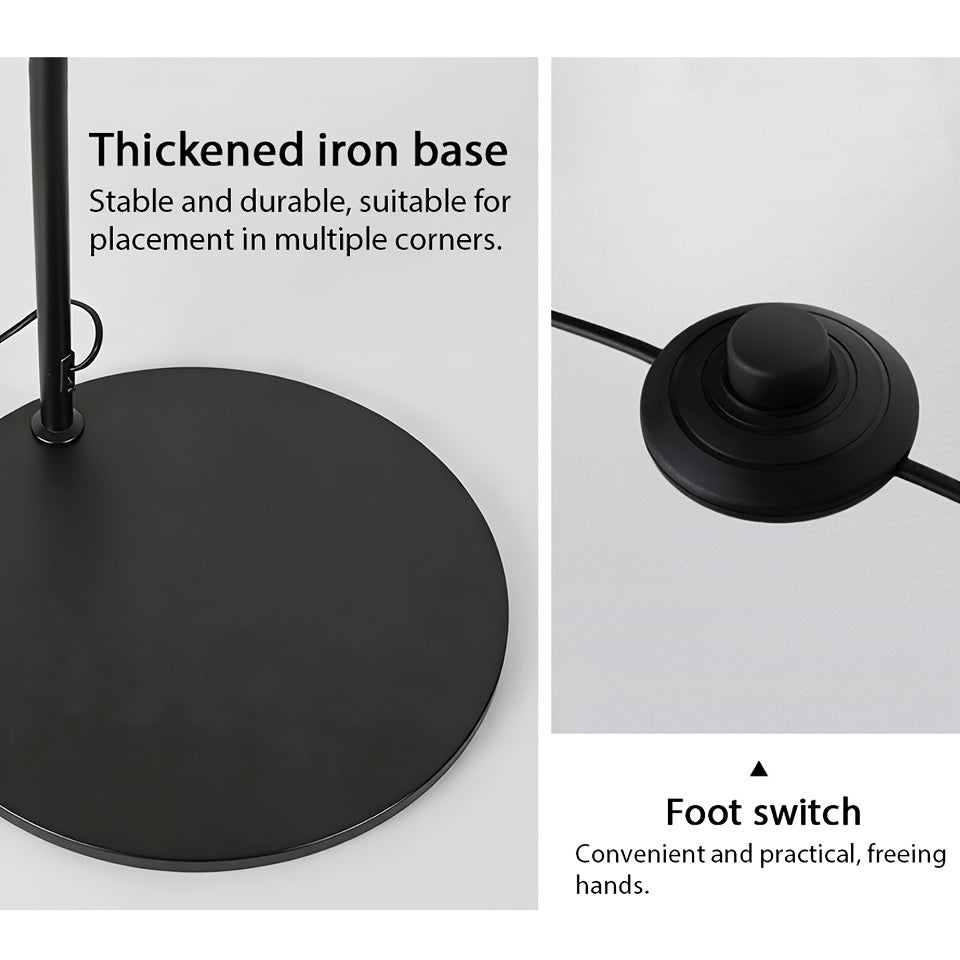 Lampe de bureau en arc noire à mât réglable, 185 cm de haut