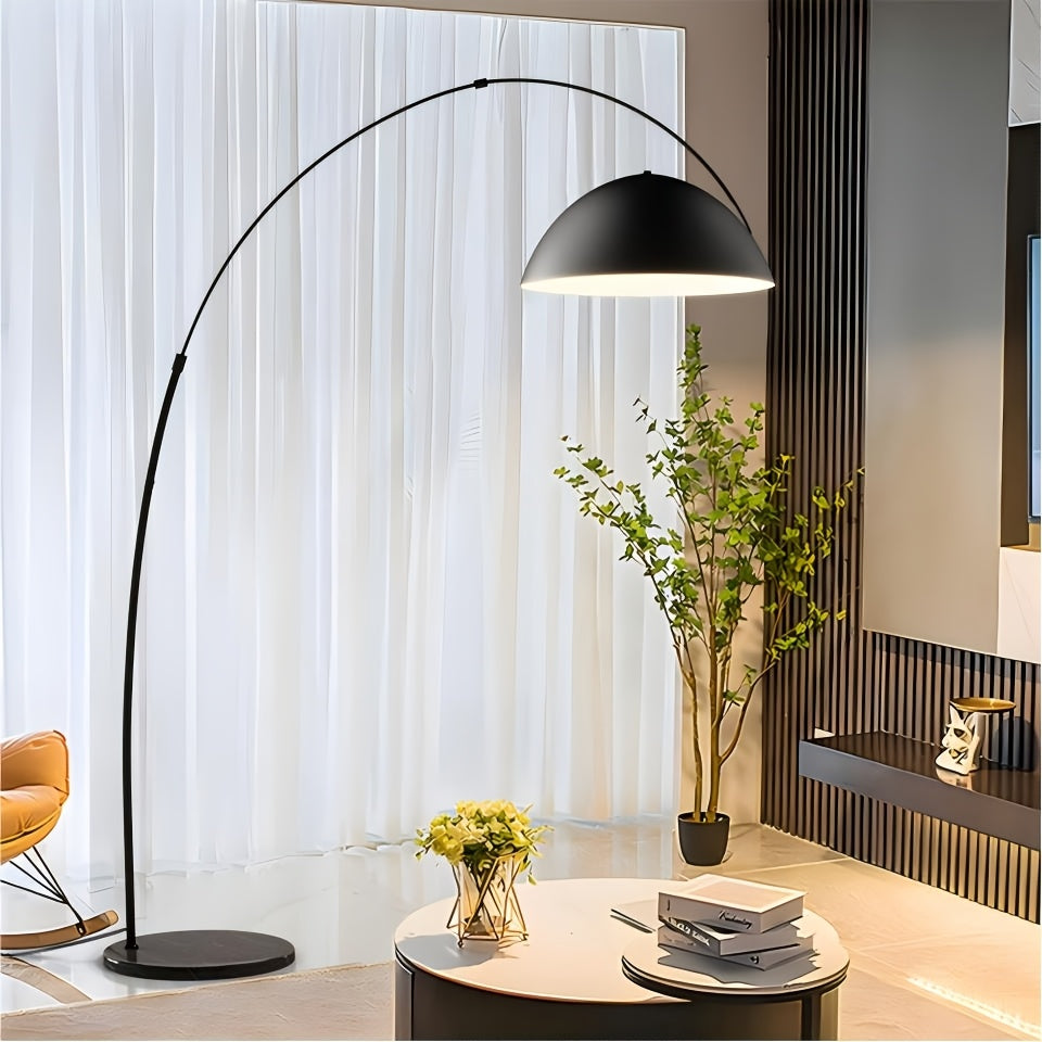 Lampe de bureau en arc noire à mât réglable, 185 cm de haut
