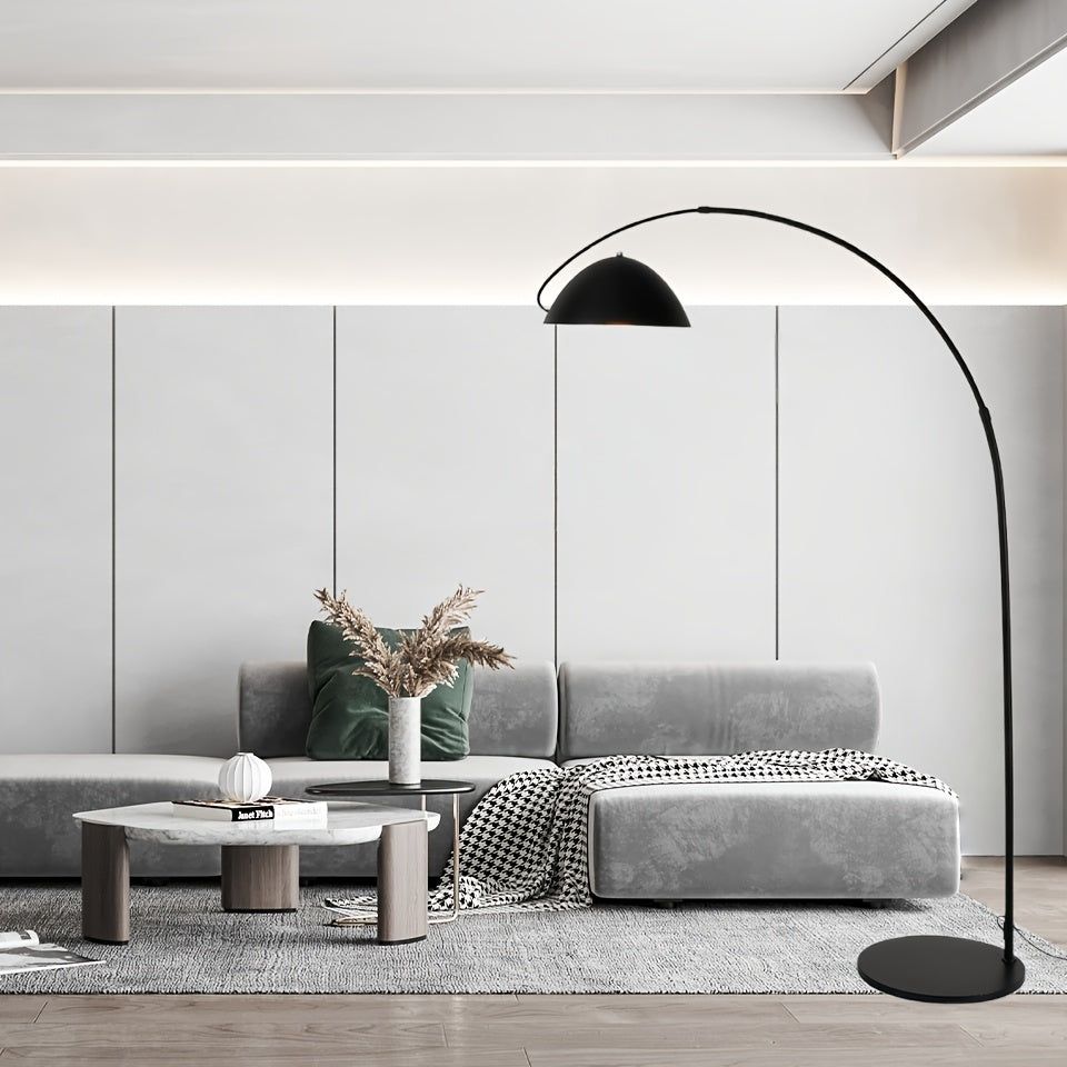 Lampe de bureau en arc noire à mât réglable, 185 cm de haut