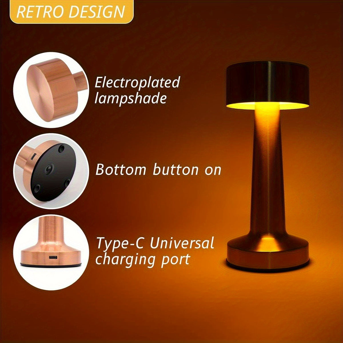 Lampe de bureau rétro dorée ou argentée, par deux ou quatre