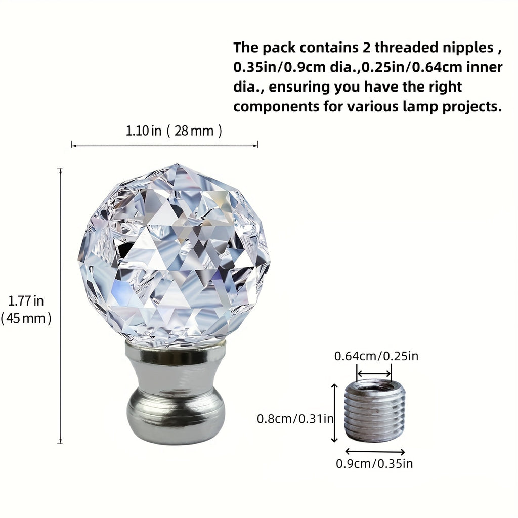 Lampe de bureau : embouts d'abat-jour en cristal, lot de 2