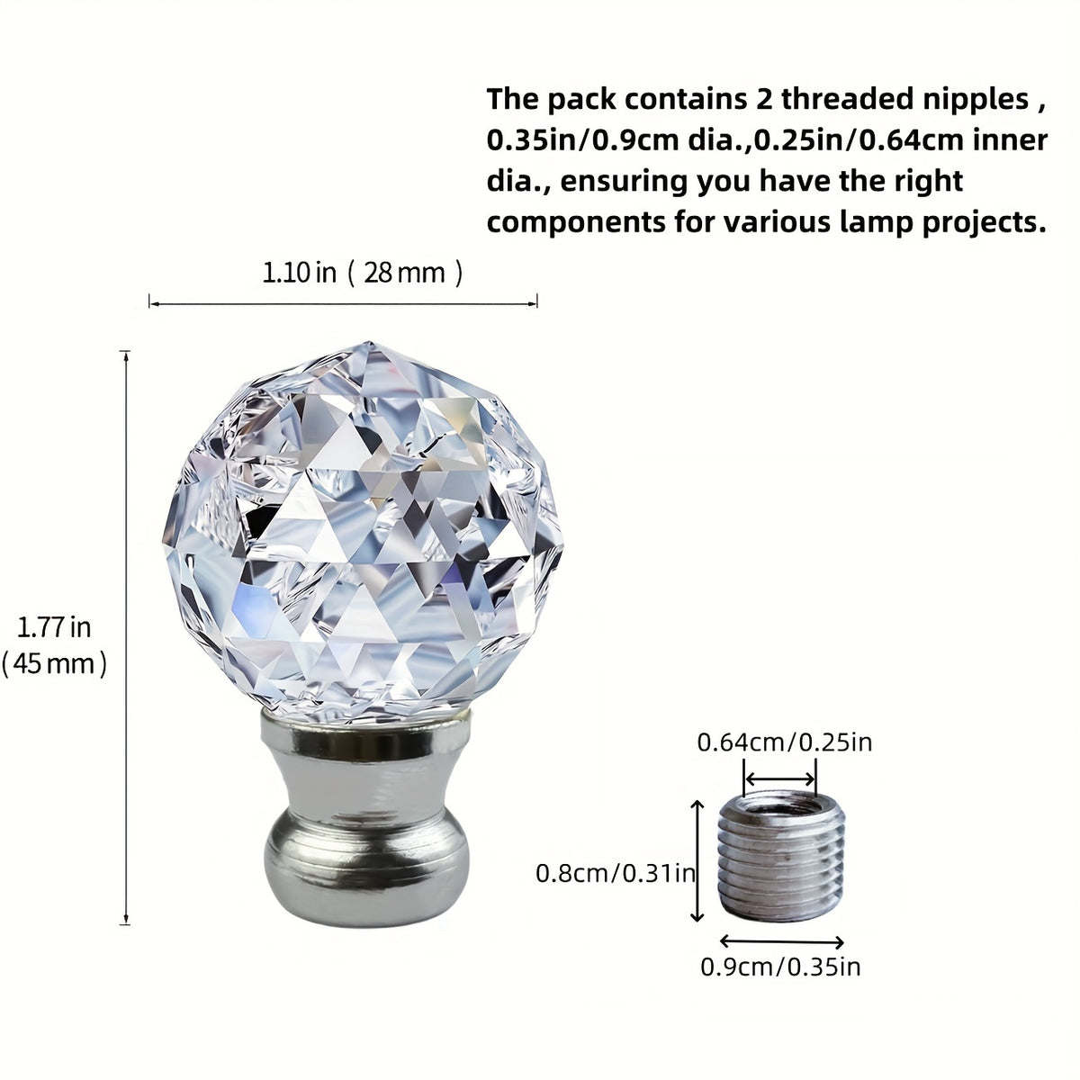 Lampe de bureau : embouts d'abat-jour en cristal, lot de 2