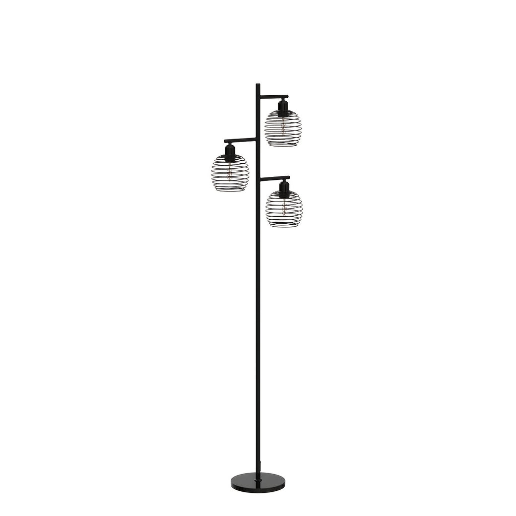 Lampe de bureau industrielle noire à trois cages, 152 cm