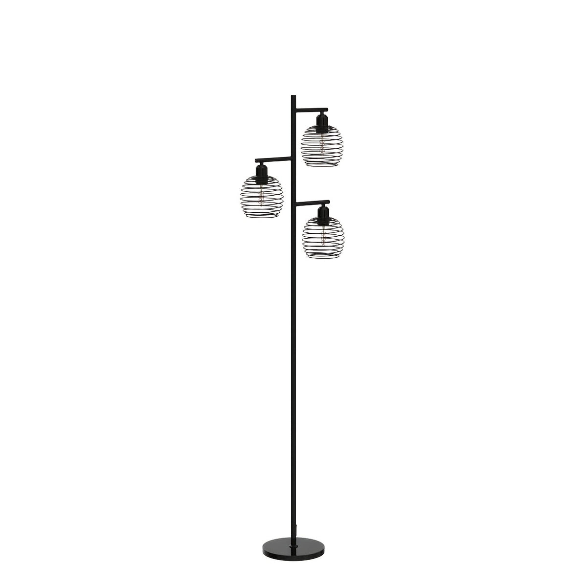 Lampe de bureau industrielle noire à trois cages, 152 cm