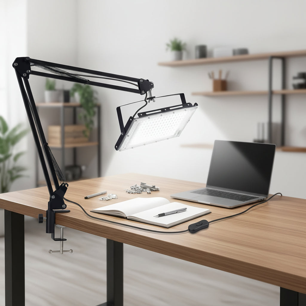 Lampe d'atelier LED à pince - Panneau 96 LED orientable — photo 2