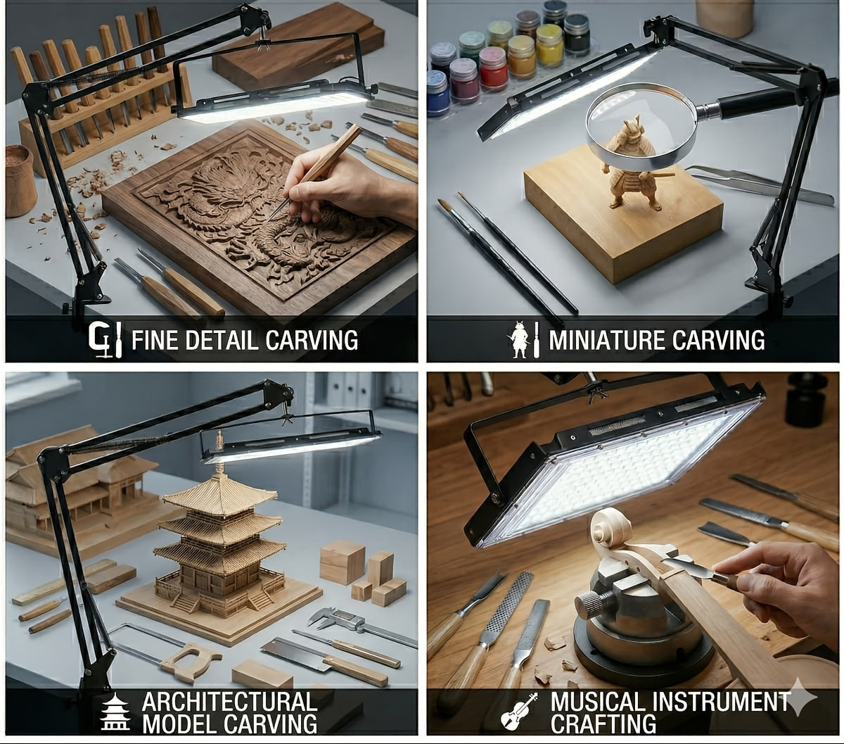Lampe d'atelier LED à pince - Panneau 96 LED orientable — photo 3
