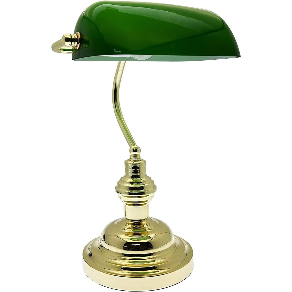 Lampe de banquier rétro en laiton — Abat-jour vert — photo 1