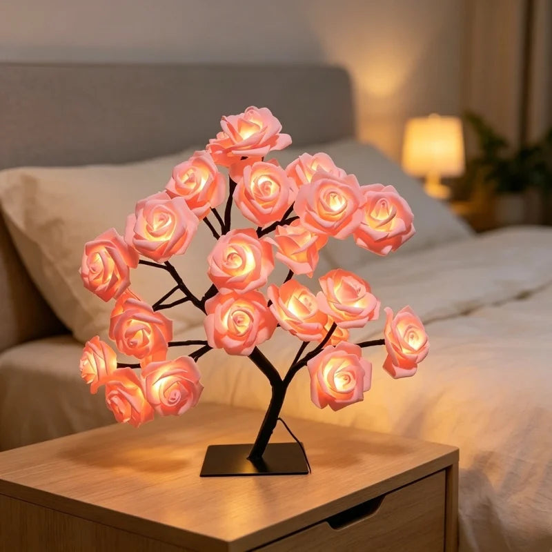 Lampe bouquet de roses lumineuses - Veilleuse LED USB — photo 2