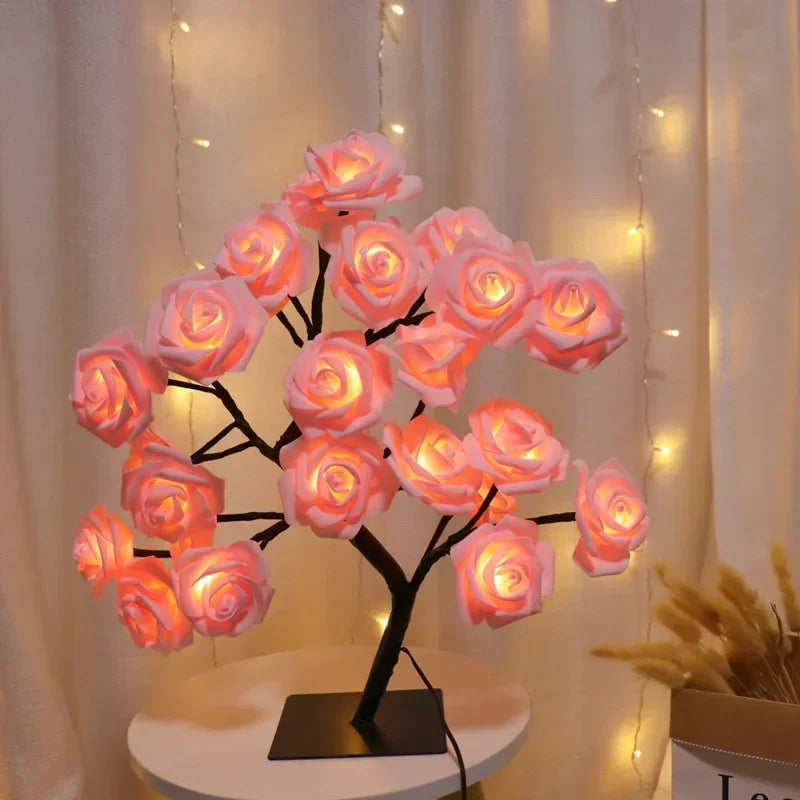 Lampe bouquet de roses lumineuses - Veilleuse LED USB — photo 4