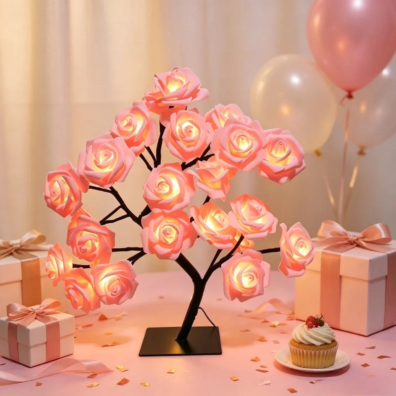 Lampe bouquet de roses lumineuses - Veilleuse LED USB — photo 5