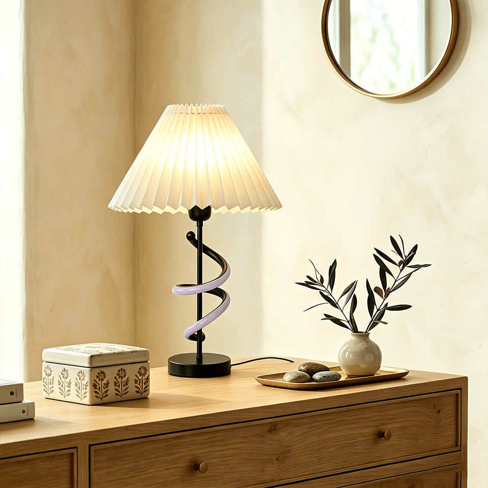 Lampe de bureau plissée crème 46 cm à culot E27 apparent