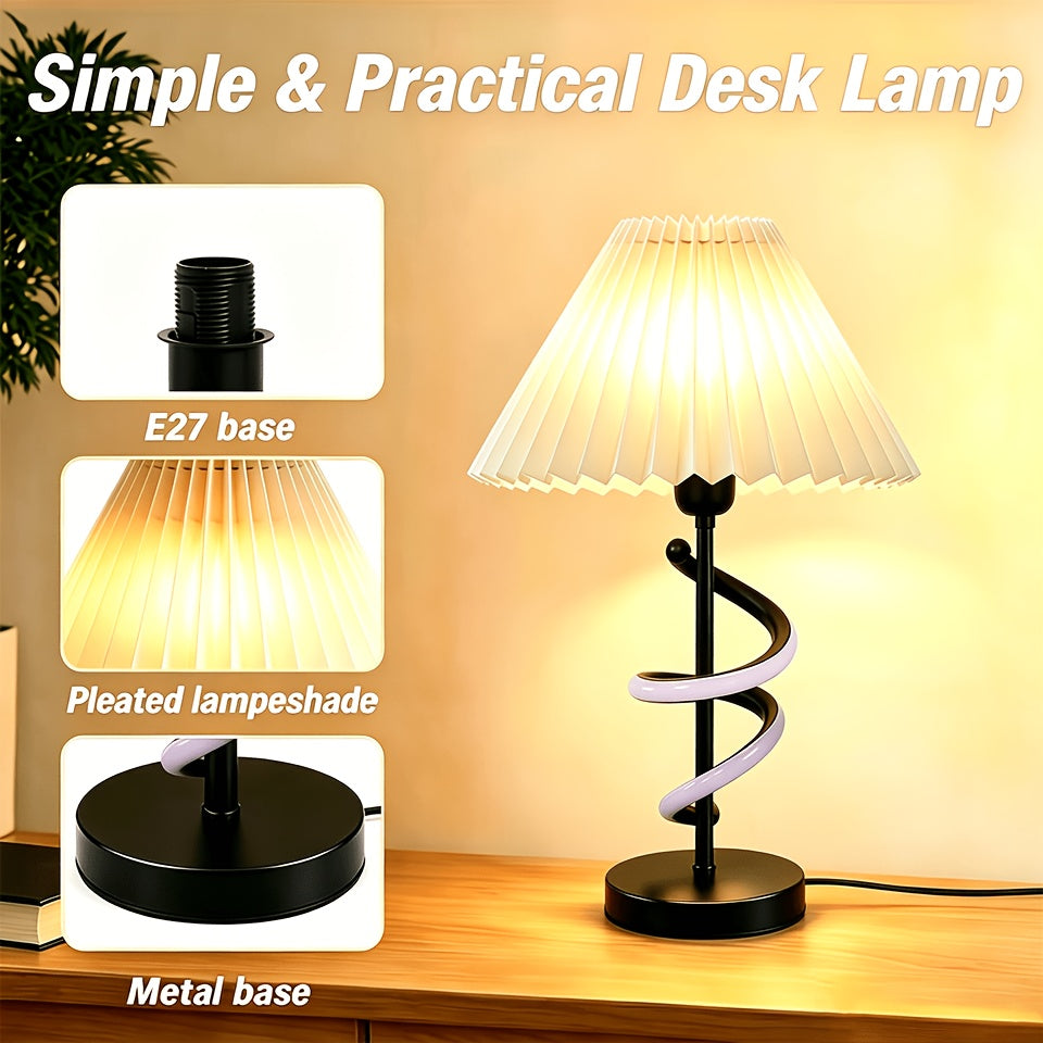 Lampe de bureau plissée crème 46 cm à culot E27 apparent