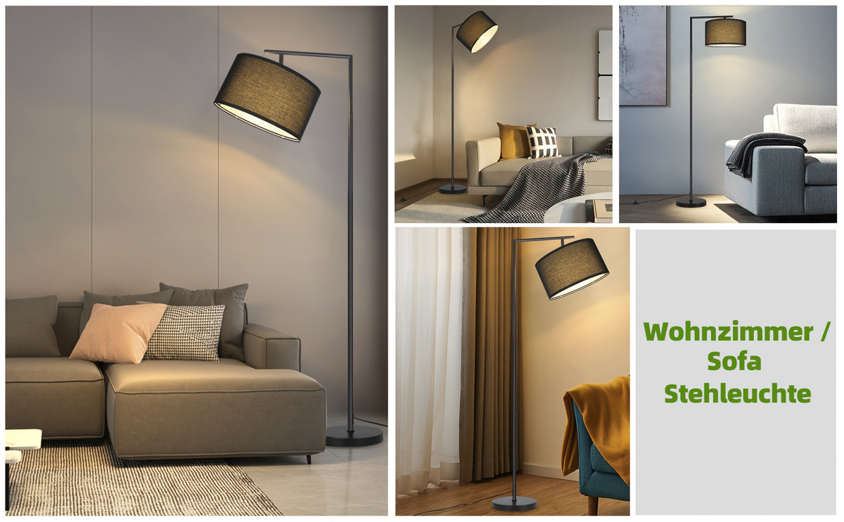 Lampe de bureau à abat-jour en tissu beige ou noir, douille E27