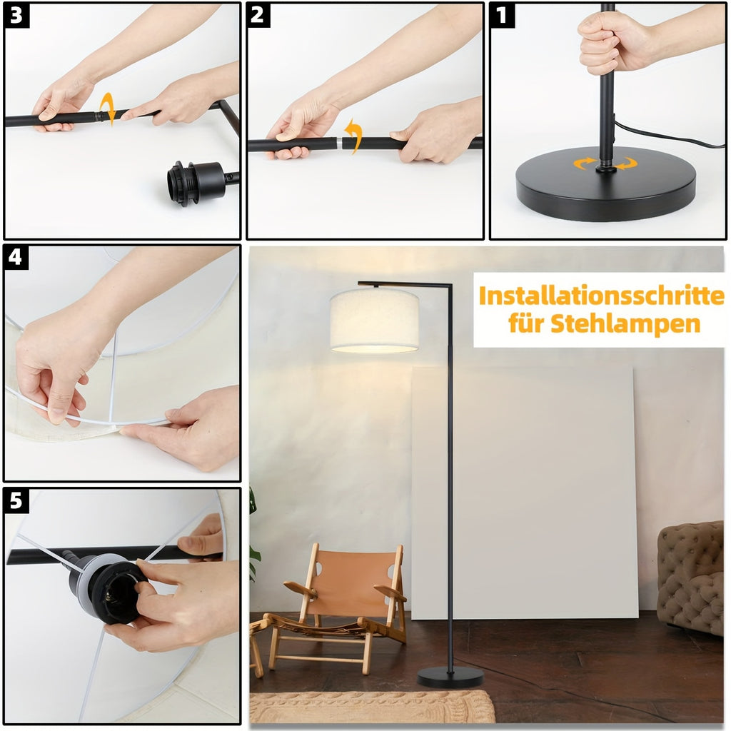 Lampe de bureau à abat-jour en tissu beige ou noir, douille E27