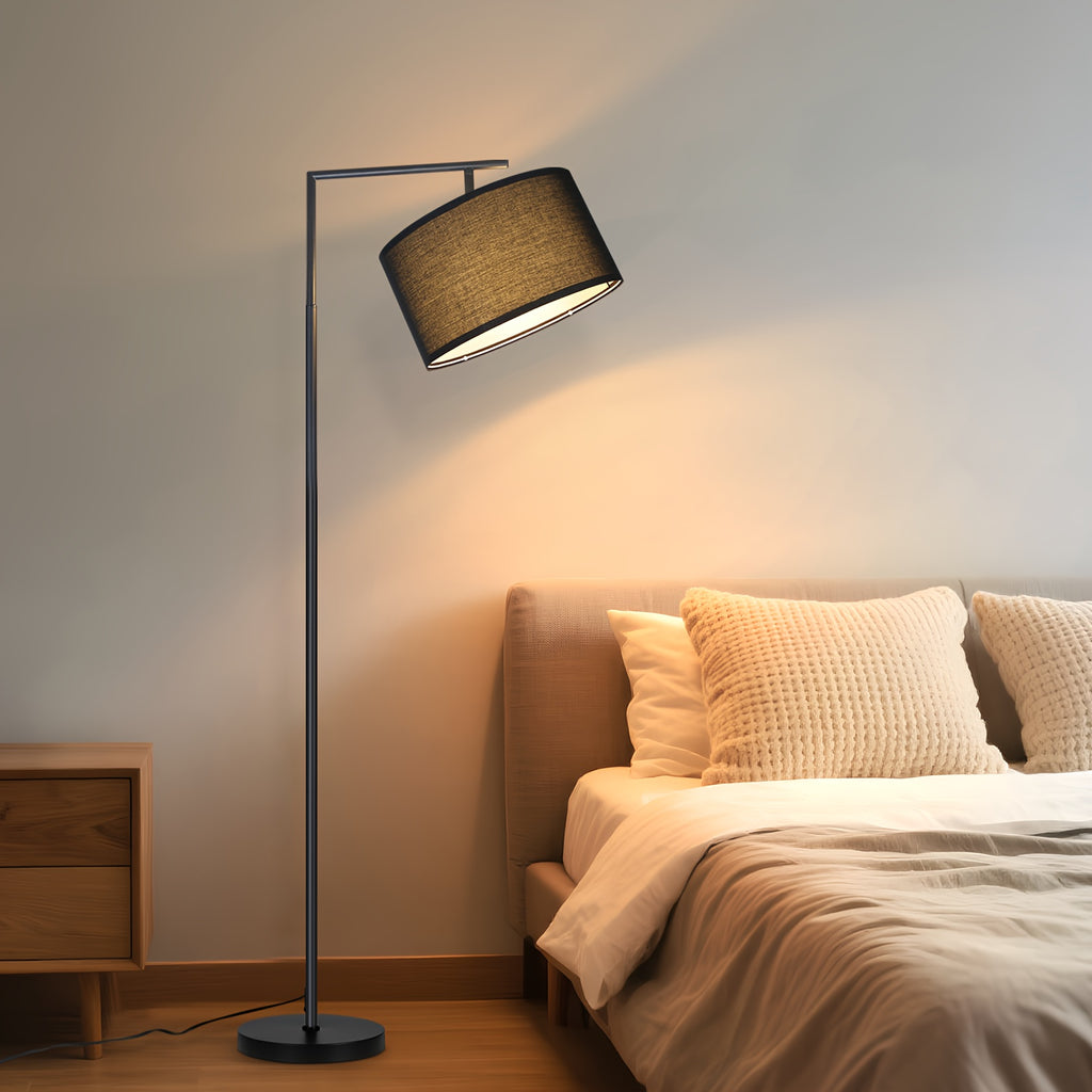 Lampe de bureau à abat-jour en tissu beige ou noir, douille E27