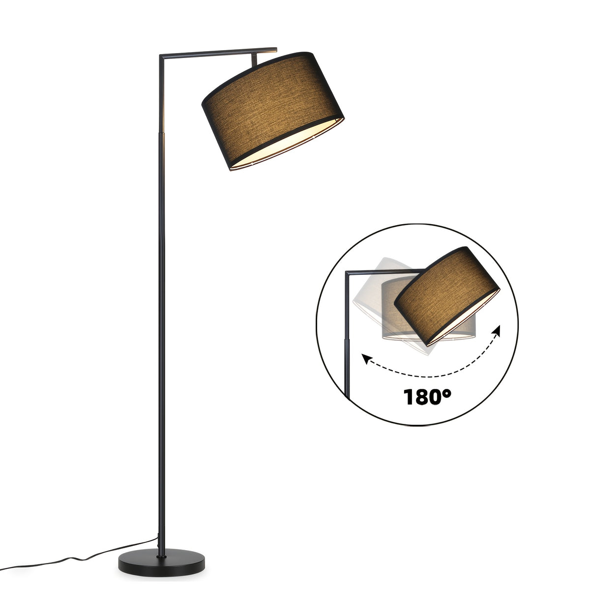 Lampe de bureau à abat-jour en tissu beige ou noir, douille E27