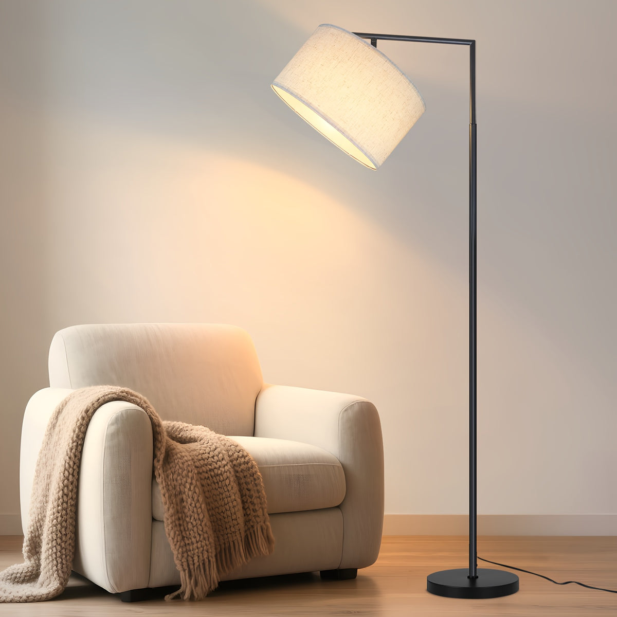 Lampe de bureau à abat-jour en tissu beige ou noir, douille E27