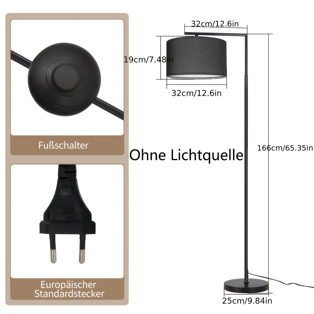 Lampe de bureau à abat-jour en tissu beige ou noir, douille E27