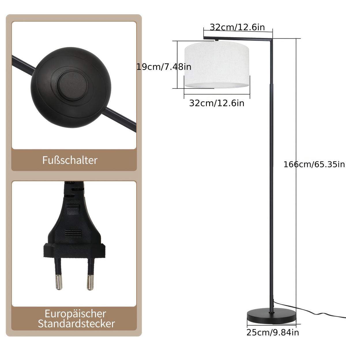 Lampe de bureau à abat-jour en tissu beige ou noir, douille E27
