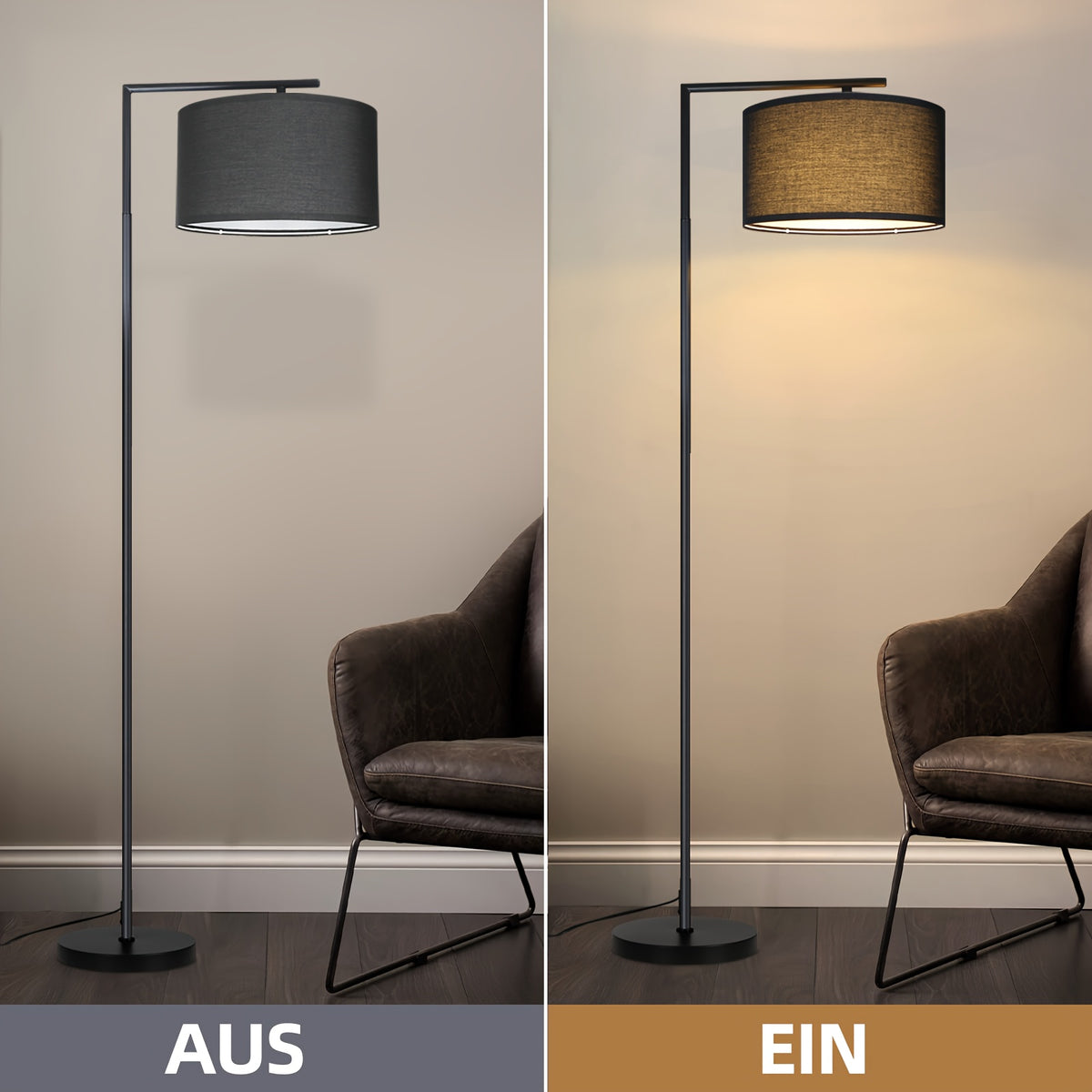 Lampe de bureau à abat-jour en tissu beige ou noir, douille E27
