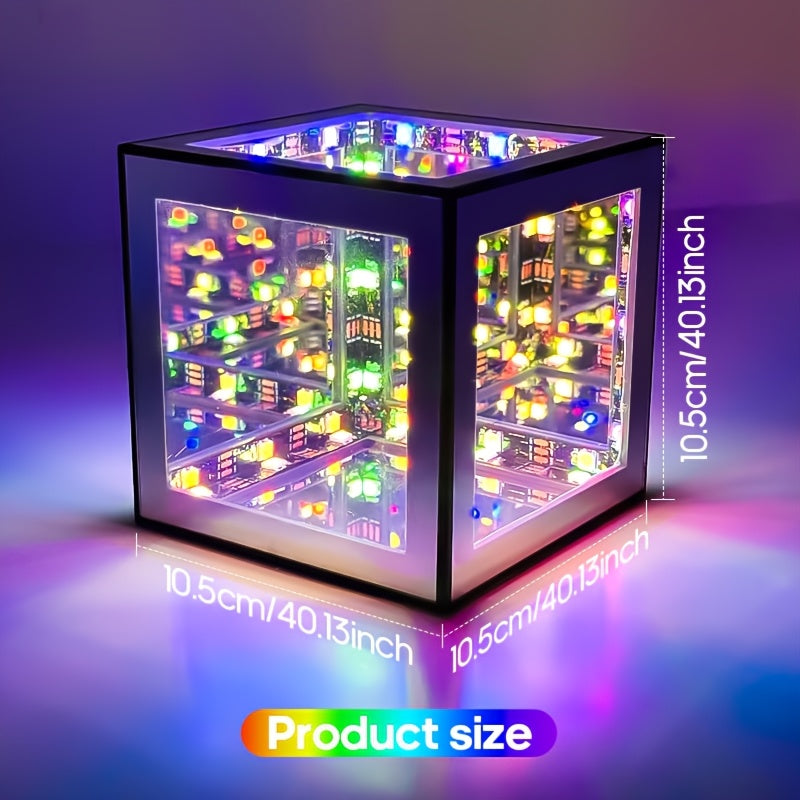 Lampe de bureau ado cube miroir infini - Veilleuse RGB 3D — photo 2