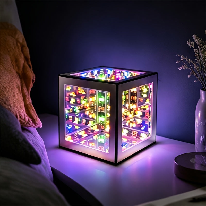 Lampe de bureau ado cube miroir infini - Veilleuse RGB 3D — photo 3