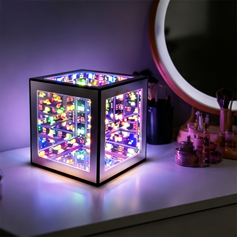 Lampe de bureau ado cube miroir infini - Veilleuse RGB 3D — photo 5