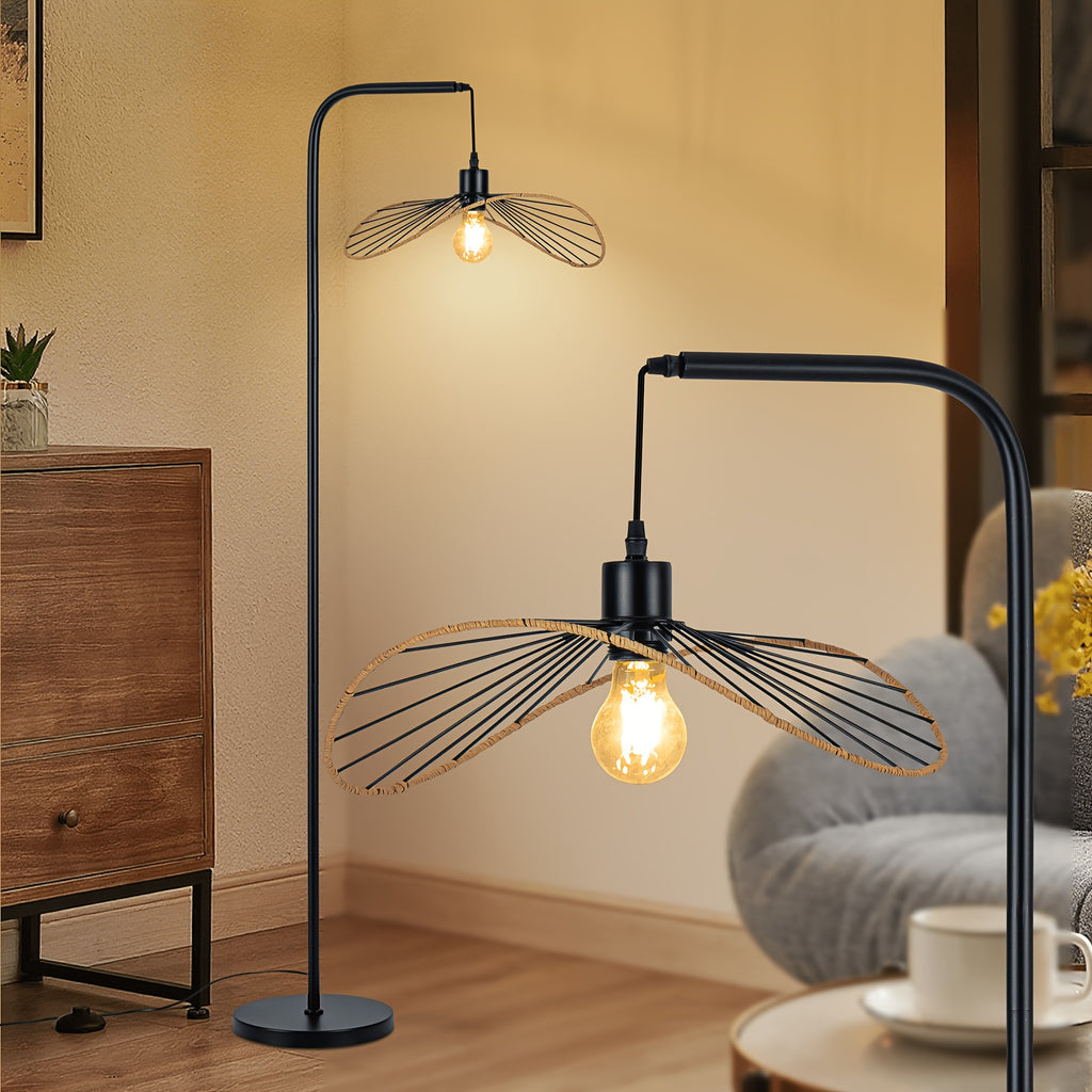 Lampe de bureau arc à abat-jour ajouré en fil de fer, 144 cm
