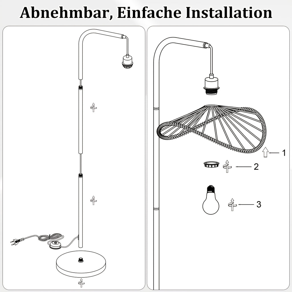 Lampe de bureau arc à abat-jour ajouré en fil de fer, 144 cm