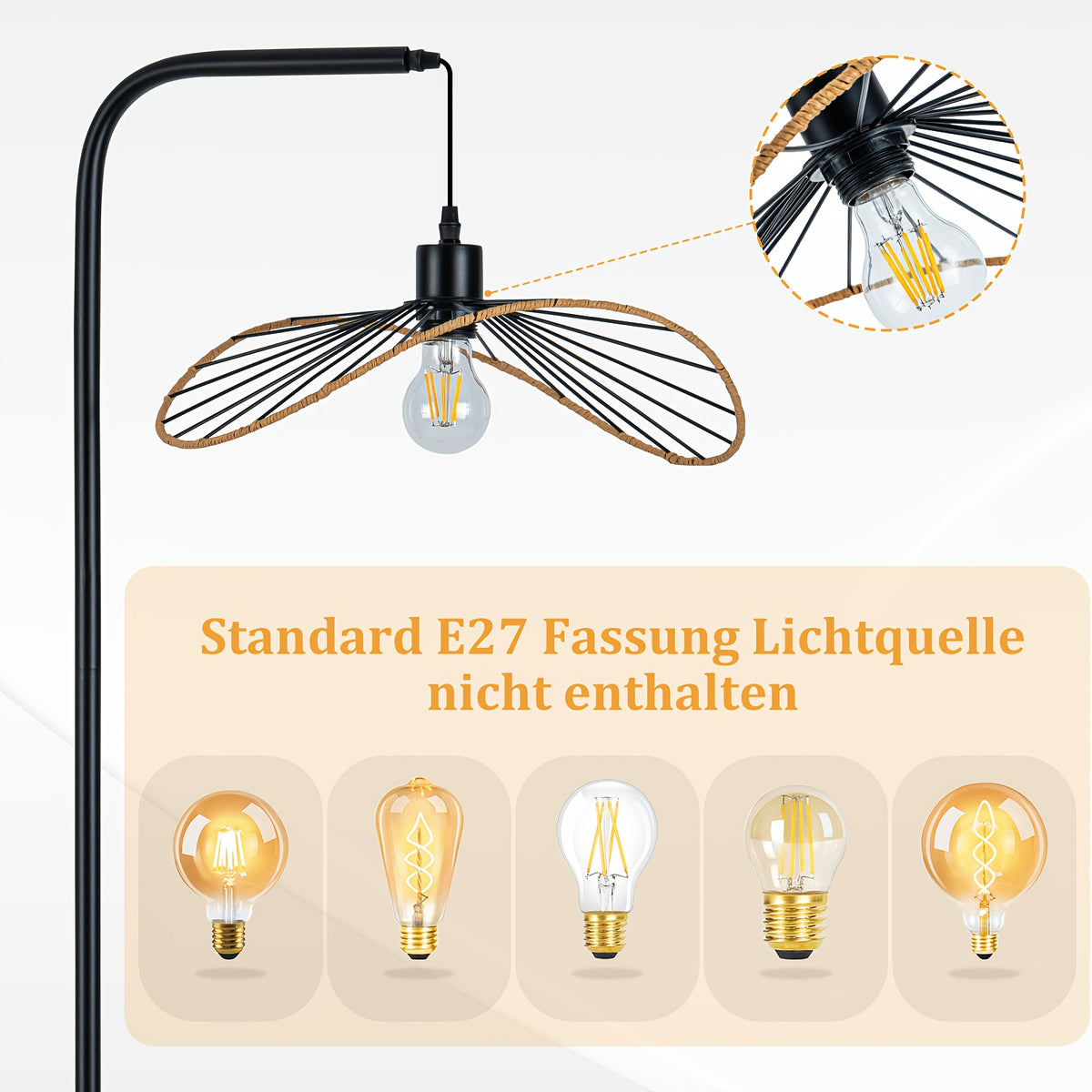Lampe de bureau arc à abat-jour ajouré en fil de fer, 144 cm