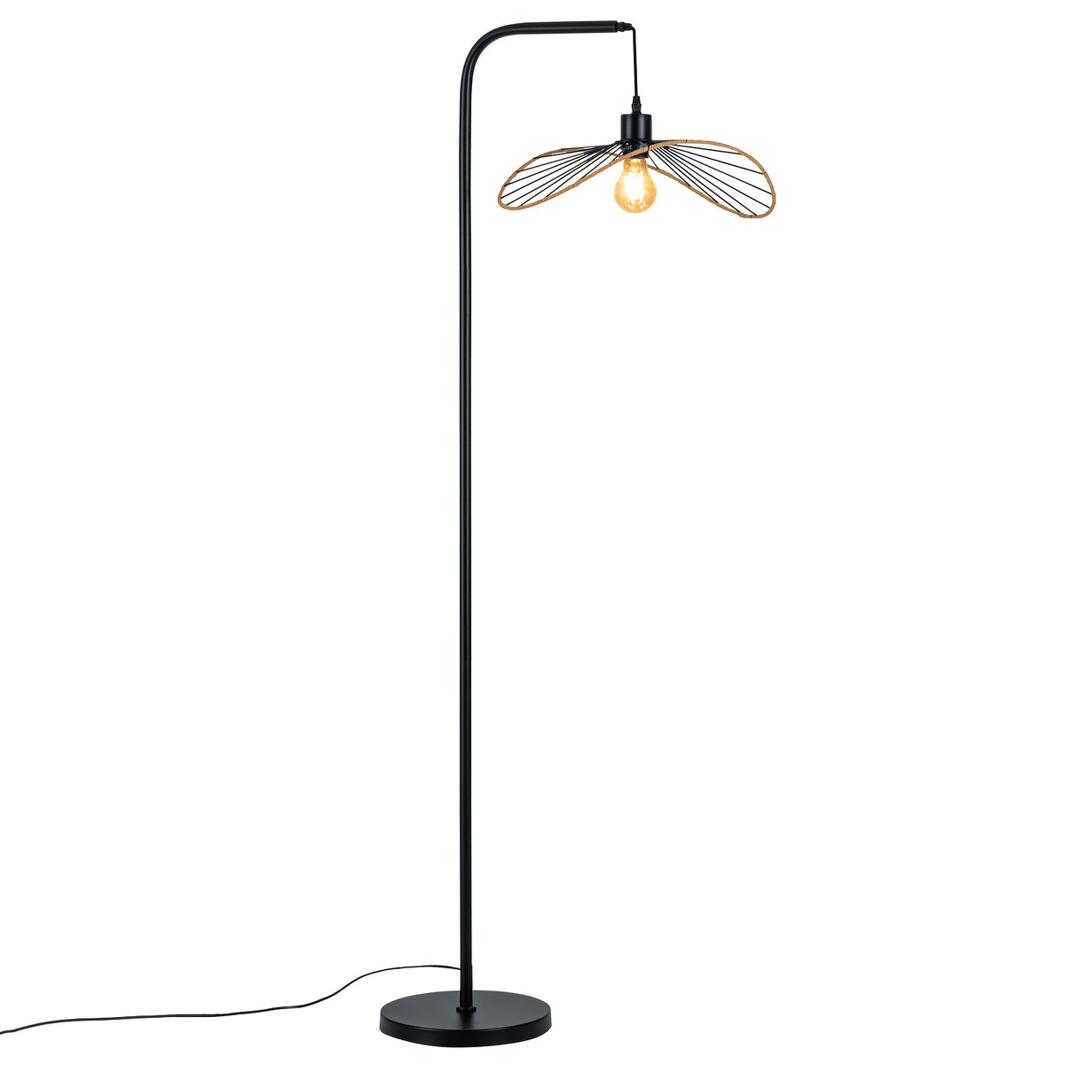 Lampe de bureau arc à abat-jour ajouré en fil de fer, 144 cm