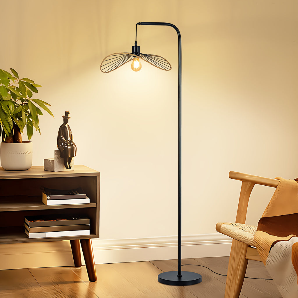 Lampe de bureau arc à abat-jour ajouré en fil de fer, 144 cm