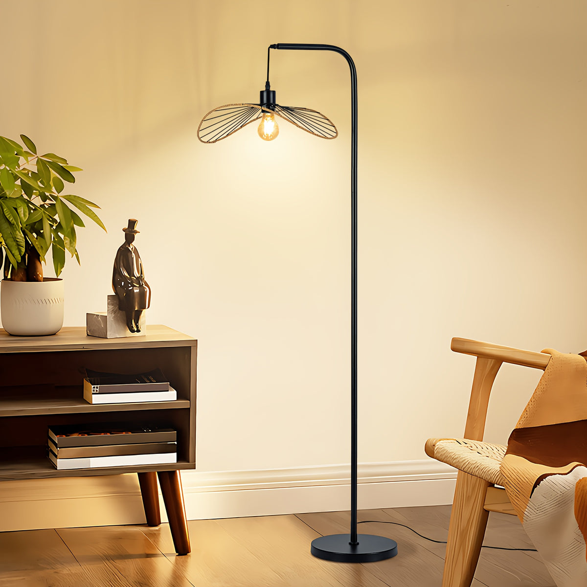 Lampe de bureau arc à abat-jour ajouré en fil de fer, 144 cm