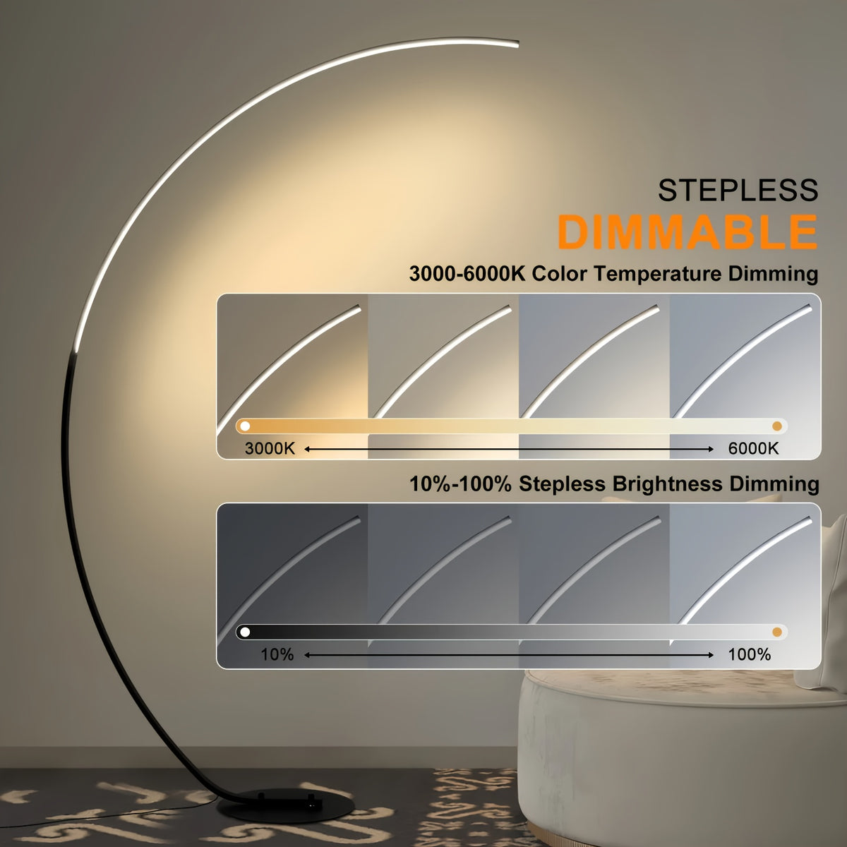 Lampe de bureau arc LED avec télécommande et intensité variable