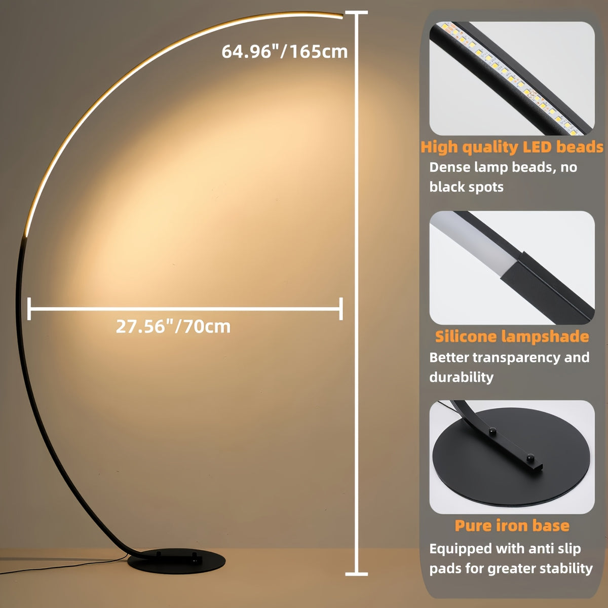 Lampe de bureau arc LED avec télécommande et intensité variable