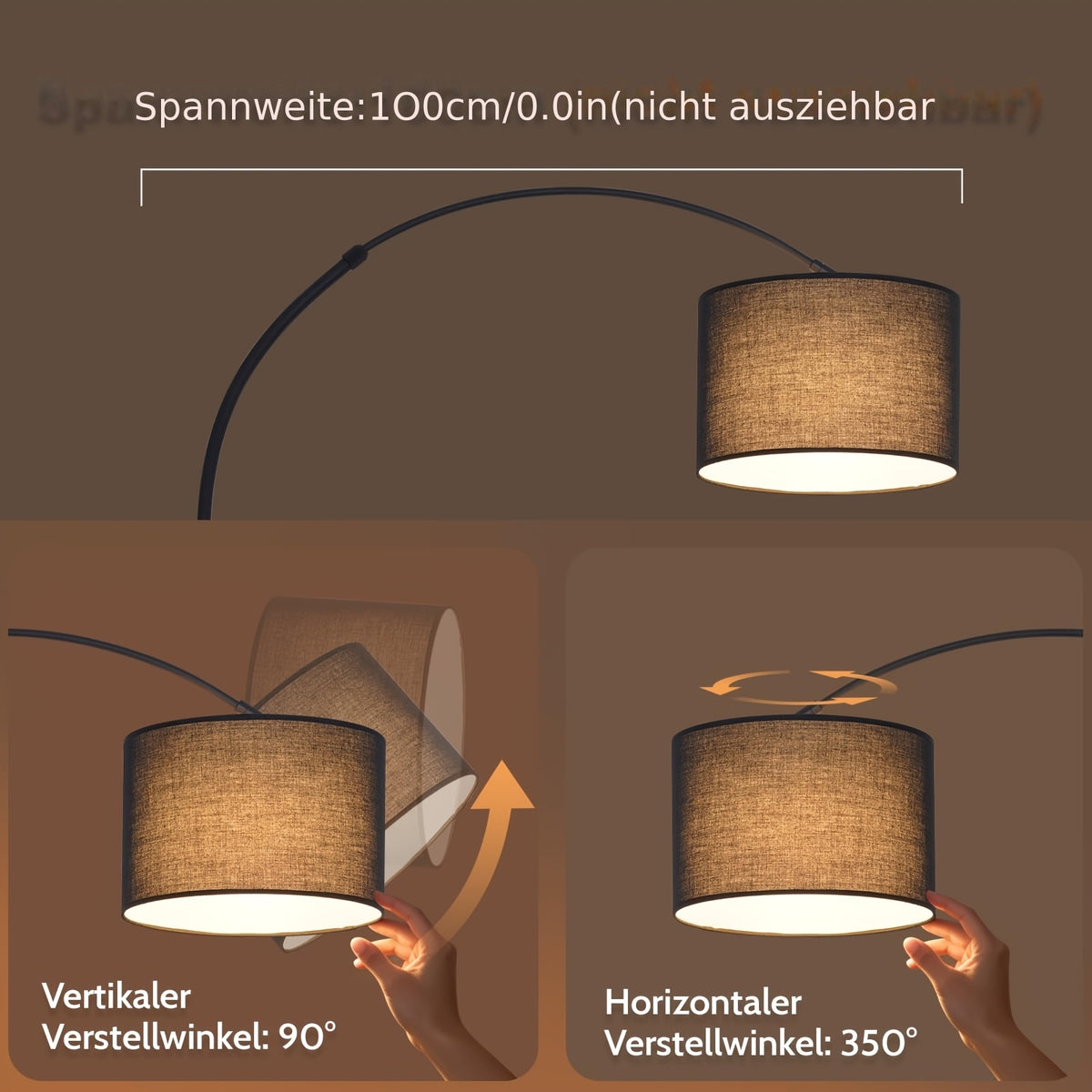 Lampe de bureau arc à socle en marbre et abat-jour tissu