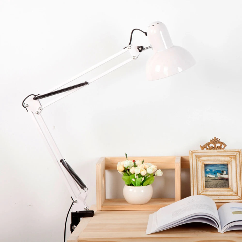 Lampe de bureau articulée en métal - Pince et bras à ressort — photo 1 Image