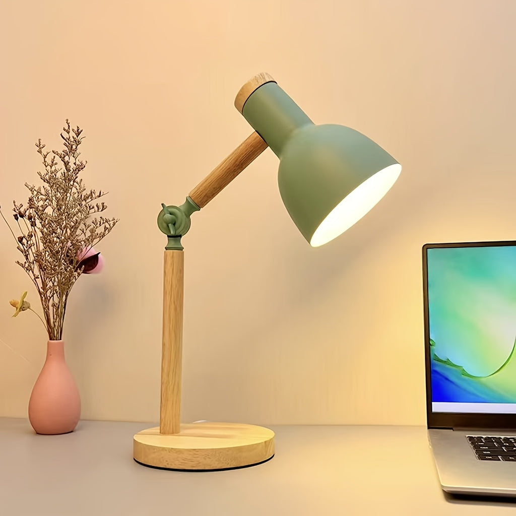 Lampe de bureau articulée verte - Bois et métal orientable — photo 1