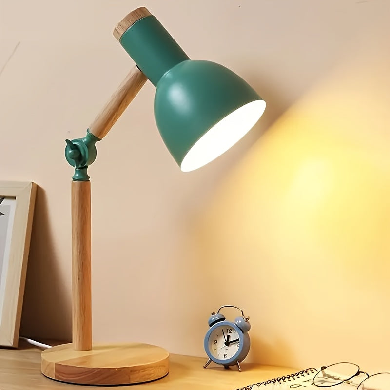 Lampe de bureau articulée verte - Bois et métal orientable — photo 2