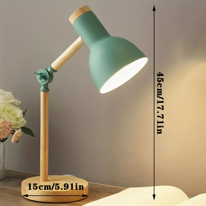 Lampe de bureau articulée verte - Bois et métal orientable — photo 3